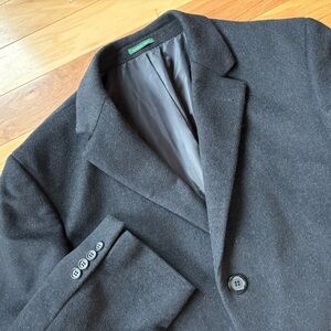 Lauren Ralph Lauren Parma Overcoat Mens Sz 44L Black Wool Blend Topcoat